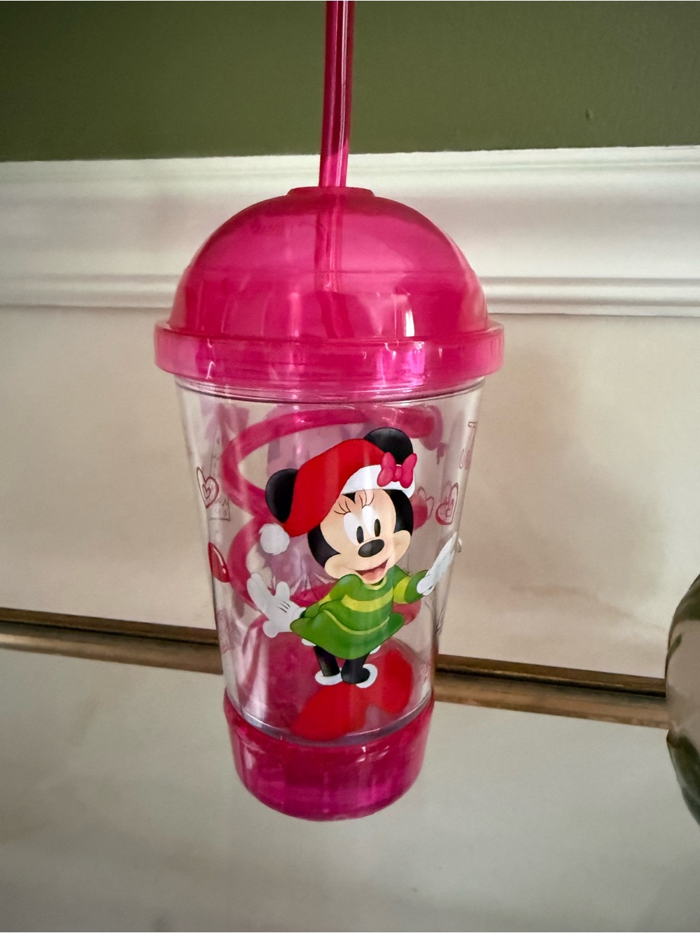 Disney Pink Double-Wall Sipper Cup with Straw, Lights Up